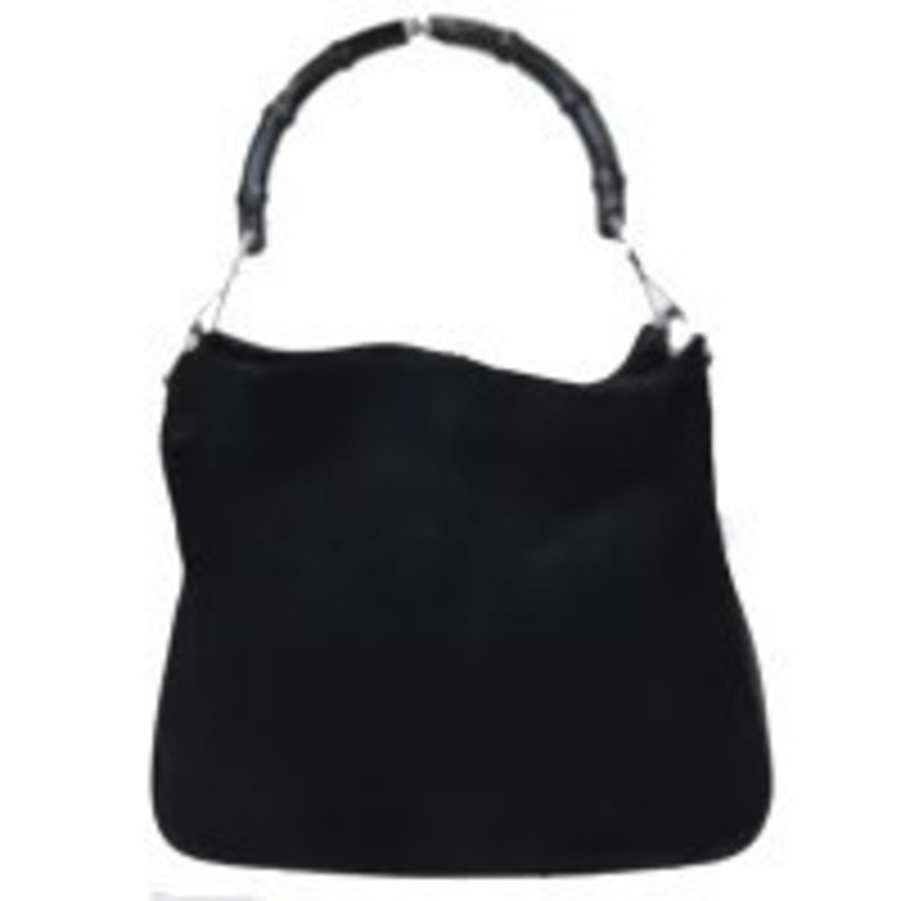Gucci Bamboo Suede Leather Handbag Black
